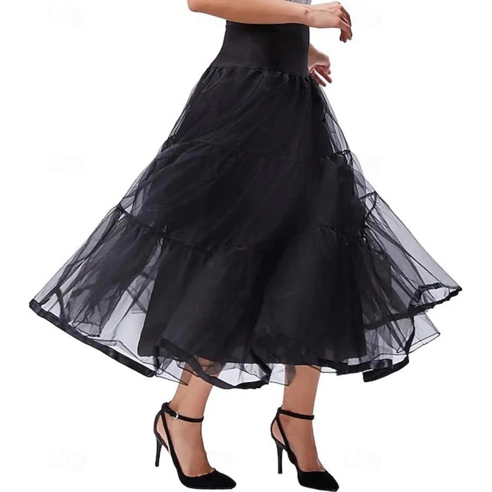 ASHLEY STEWART Organza Sheer Crinoline Maxi Skirt-Size 18/20-Jet Blk READ! RARE!